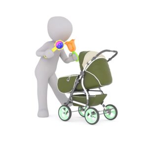 babysitting pushing pram