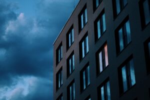 A property with grey, cloudy skies